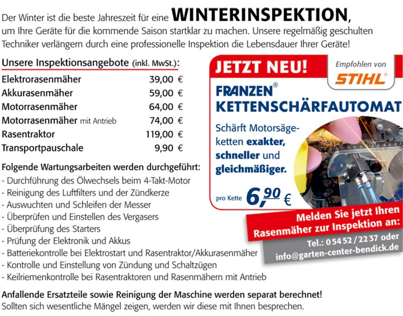 Winterinspektion bei Bendick in Mettingen